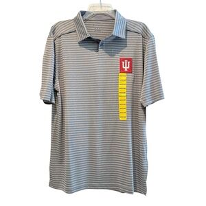 Champion IU Hoosiers Short Sleeve Grey Striped Polo Size Medium NWT‎